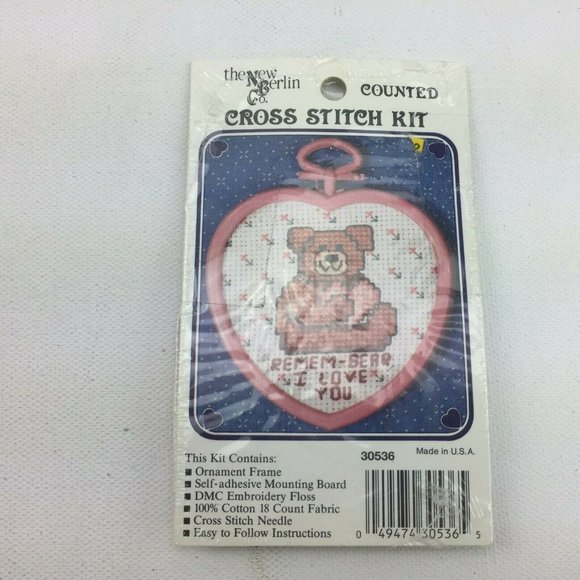 The New Berlin Counted Cross Stitch Complete Kits Bear I Love You Noel Christmas - Picture 2 of 11